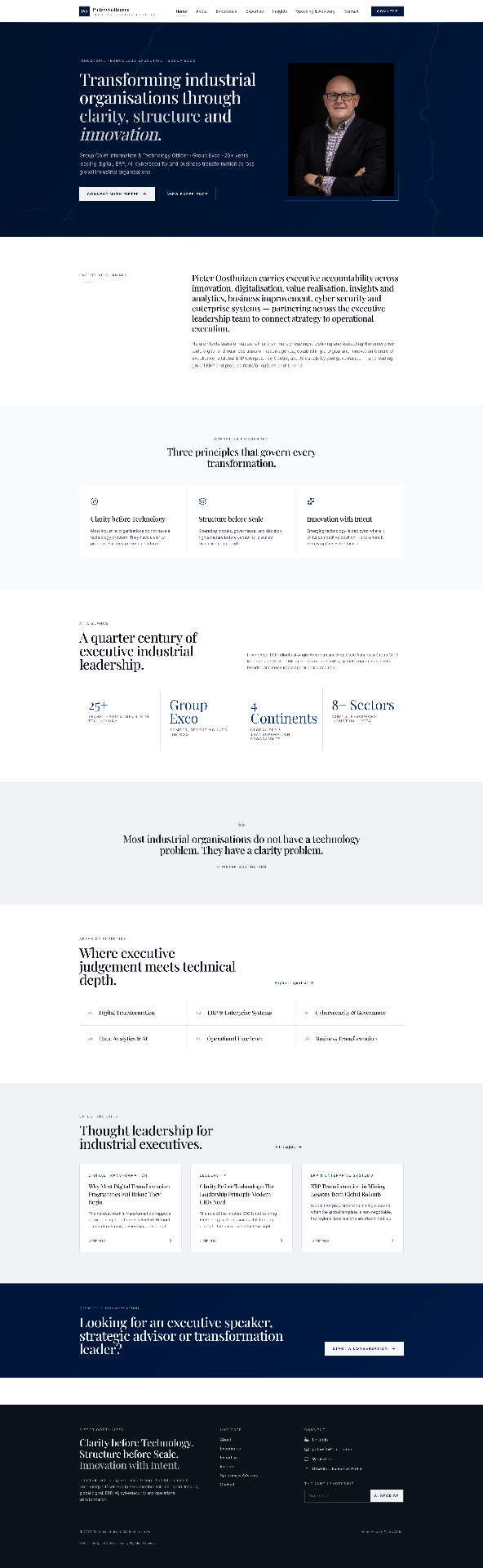 Screenshot of Pieter Oosthuizen website by Big Mood Agency