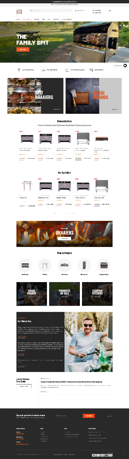 Screenshot of Braaiers.co.za website by Big Mood Agency