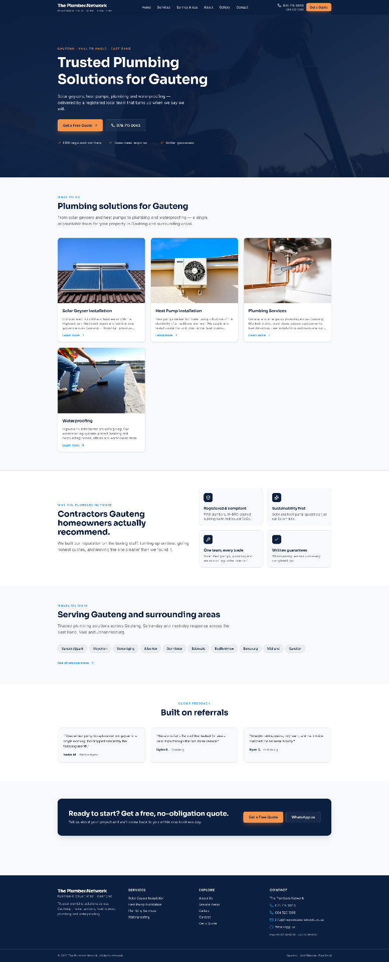 Screenshot of The Plumbers Network website by Big Mood Agency
